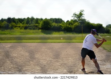 Fond Du Lac, Wisconsin USA - August 2nd, 2019: A Family Baseball Outing Took Place At The Public Community Park.