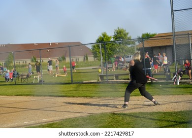 Fond Du Lac, Wisconsin USA - August 2nd, 2019: A Family Baseball Outing Took Place At The Public Community Park.