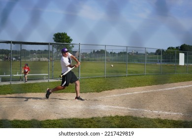 Fond Du Lac, Wisconsin USA - August 2nd, 2019: A Family Baseball Outing Took Place At The Public Community Park.