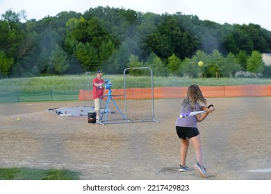 Fond Du Lac, Wisconsin USA - August 2nd, 2019: A Family Baseball Outing Took Place At The Public Community Park.