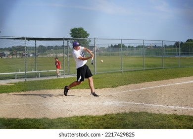 Fond Du Lac, Wisconsin USA - August 2nd, 2019: A Family Baseball Outing Took Place At The Public Community Park.