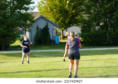 Fond Du Lac, Wisconsin USA - August 2nd, 2019: A Family Baseball Outing Took Place At The Public Community Park.