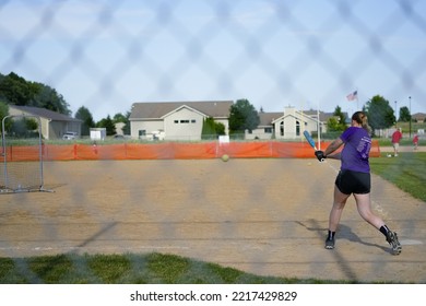 Fond Du Lac, Wisconsin USA - August 2nd, 2019: A Family Baseball Outing Took Place At The Public Community Park.