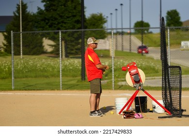 Fond Du Lac, Wisconsin USA - August 2nd, 2019: A Family Baseball Outing Took Place At The Public Community Park.