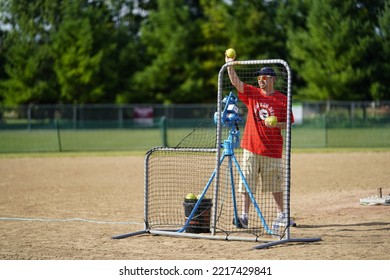 Fond Du Lac, Wisconsin USA - August 2nd, 2019: A Family Baseball Outing Took Place At The Public Community Park.