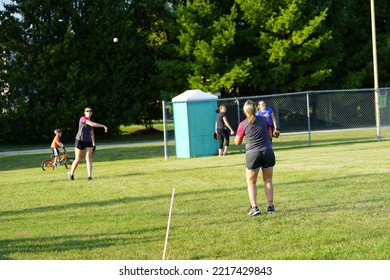 Fond Du Lac, Wisconsin USA - August 2nd, 2019: A Family Baseball Outing Took Place At The Public Community Park.