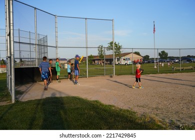 Fond Du Lac, Wisconsin USA - August 2nd, 2019: A Family Baseball Outing Took Place At The Public Community Park.