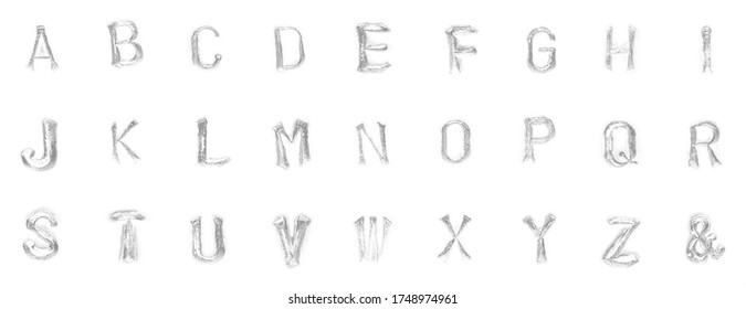 Font Print On Metal. Extruded Stamp On A Metal Surface. The English Alphabet Is Isolated On A White Background. Fairytale Font.