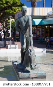 Fontaine Ramiro Statue In Square Reynaldo Hahn, Cannes, France. September 24th 2015