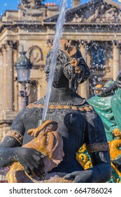 Fontaines De La Concorde (designed By Jacques Ignace Hittorff, 1840) - Monumental Fountain Located In Place De La Concorde In Paris, France.