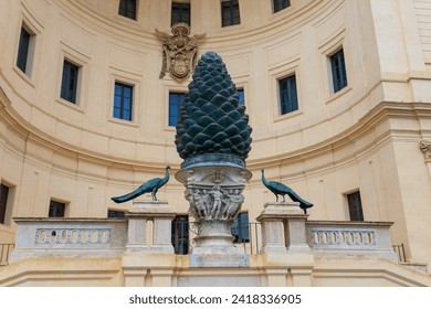 The Fontana della Pigna or simply Pigna (Pinecone) is a former roman fountain in courtyard of Vatican - Powered by Shutterstock