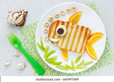 Food Art Idea - Grilled Sandwich Shaped Fish For Funny Kids Breakfast