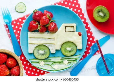 Food Art For Kids - Edible Car Sandwich With Fruit And Berries