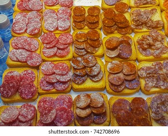 Food Background Canapes Sausages