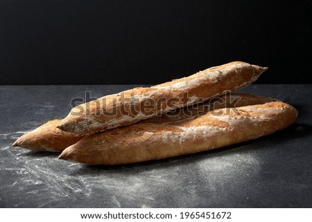 Image, Stock Photo loaf of bread and crunchy apples on a wooden bench