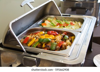 Food Banquet Table With Chafing Dish Heaters
