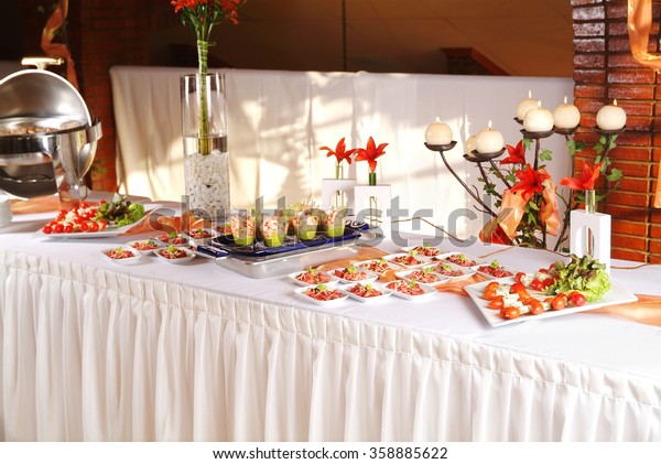 Food Banquet Wedding Celebration Appetizer Decoration Stock Photo