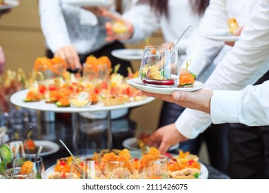 Food Buffet Catering Dining Eating Party Sharing Concept. people group catering buffet food. - Shutterstock ID 2111426075