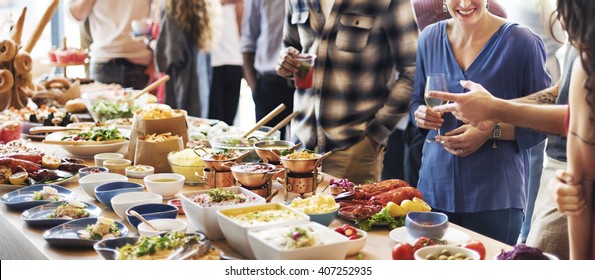 Food Buffet Catering Dining Eating Party Sharing Concept - Shutterstock ID 407252935