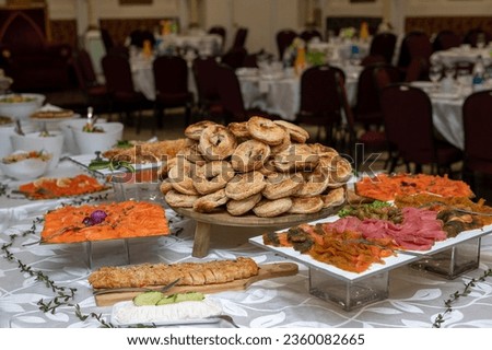 Food buffet at jewish party , brit mila