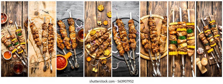 Food Collage Of Shish Kebab .