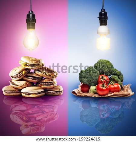 food concept shot with contrasting food