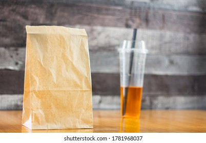 Food Container Takeout For Delivery, For Example (paper Bag, Box, Glass, Plastic) Used For The Background.