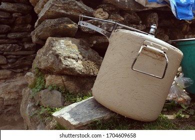 Food Cooked At Camp Site In A Huge Indian Pressure Cooker For All The Trekkers