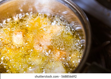 Food Cooking Deep Frying On Hot Oil.