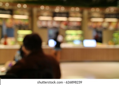 Food court and canteen interior abstract blur background