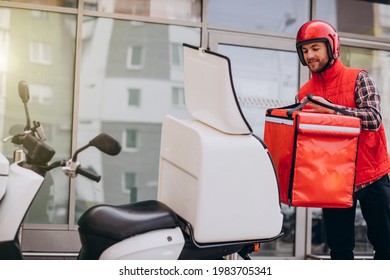 Food Delivery Boy Delivering Food On Scooter