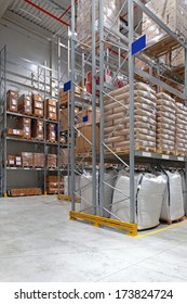 Food Distribution Warehouse With High Shelves