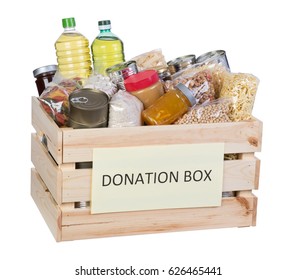 Food Donations Box Isolated On White Background