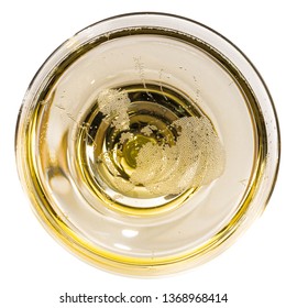 Food And Drink: Glass Of Champagne From Above Isolated On White Background