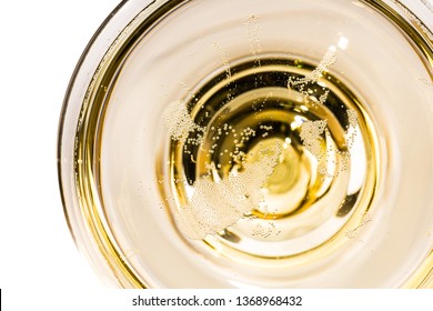 Food And Drink: Tiny Bubbles In A Champagne Glass From Above