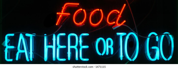 Food - Eat Here Or To Go Neon Sign