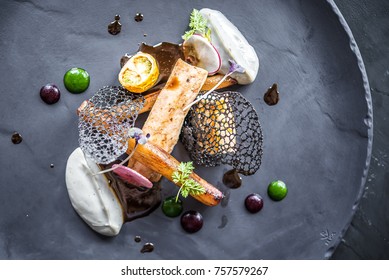 food elegant black plate - Shutterstock ID 757579267