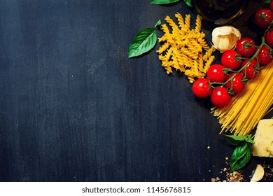 Food Frame Pasta Ingredients With Copy Space Top Down View