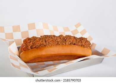 Food Frankfurter Sloppy Joe Hot Dog In A Bun Close Up