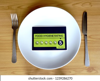 Food Hygiene Rating 5. Dinner Plate With VERY GOOD Food Hygiene Rating Instead Of Food