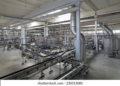 The food industry. Bottling of beer brewing plant conveyor line