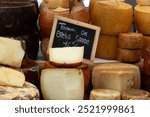 Food market with cheese in Ajaccio Corsica France in 2016