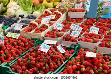 Food Market Place In Poland - Wroclaw Market Hall Strawberries.