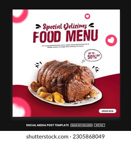 Food menu amd restaurant social media banner template - Powered by Shutterstock