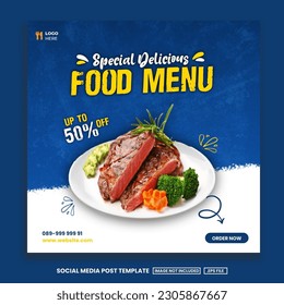 Food menu and restaurant social media banner template - Powered by Shutterstock