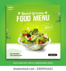 Food menu and restaurant social media banner template - Powered by Shutterstock