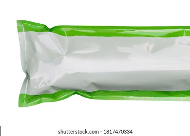 Food Packaging Bag, With Stripes On The Sides. Elongated Shape