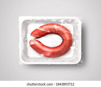 Food Packaging Isolated With Sausage Top View 