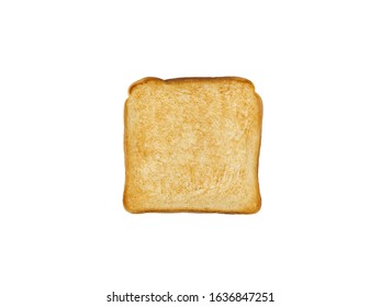 Food Photography, Overhead Top Down View Of A Piece Of Toasted White Sandwich Bread On A White Background