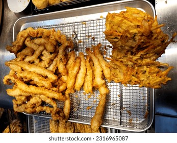 Food photos of famous assorted fried food stalls in Mangwon Market, Seoul, Korea - Shutterstock ID 2316965087